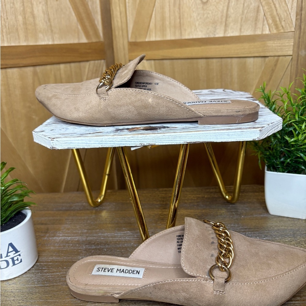 Steve Madden Women’s Tan Mules with Minimalist Design Size 6.5 - Picture 2 of 4